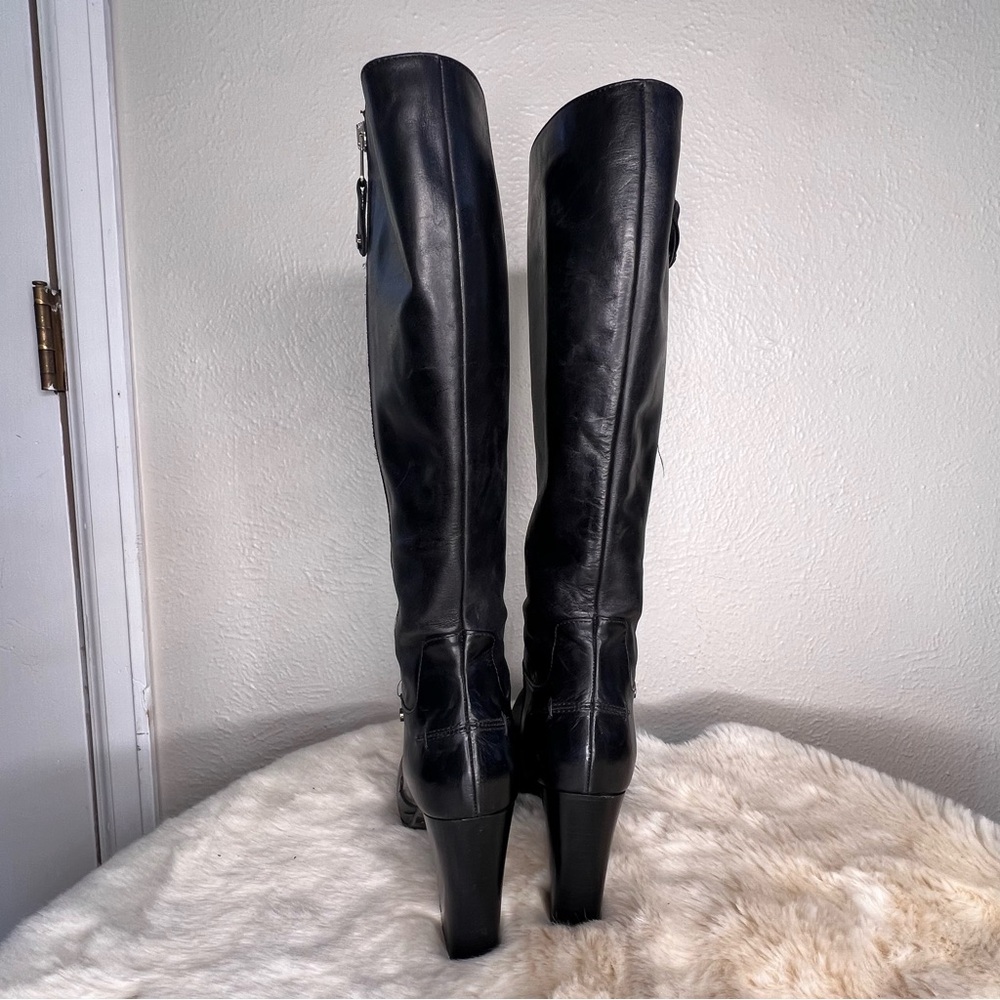 Alberto Fermani black leather tall high heel boot - Picture 6 of 13